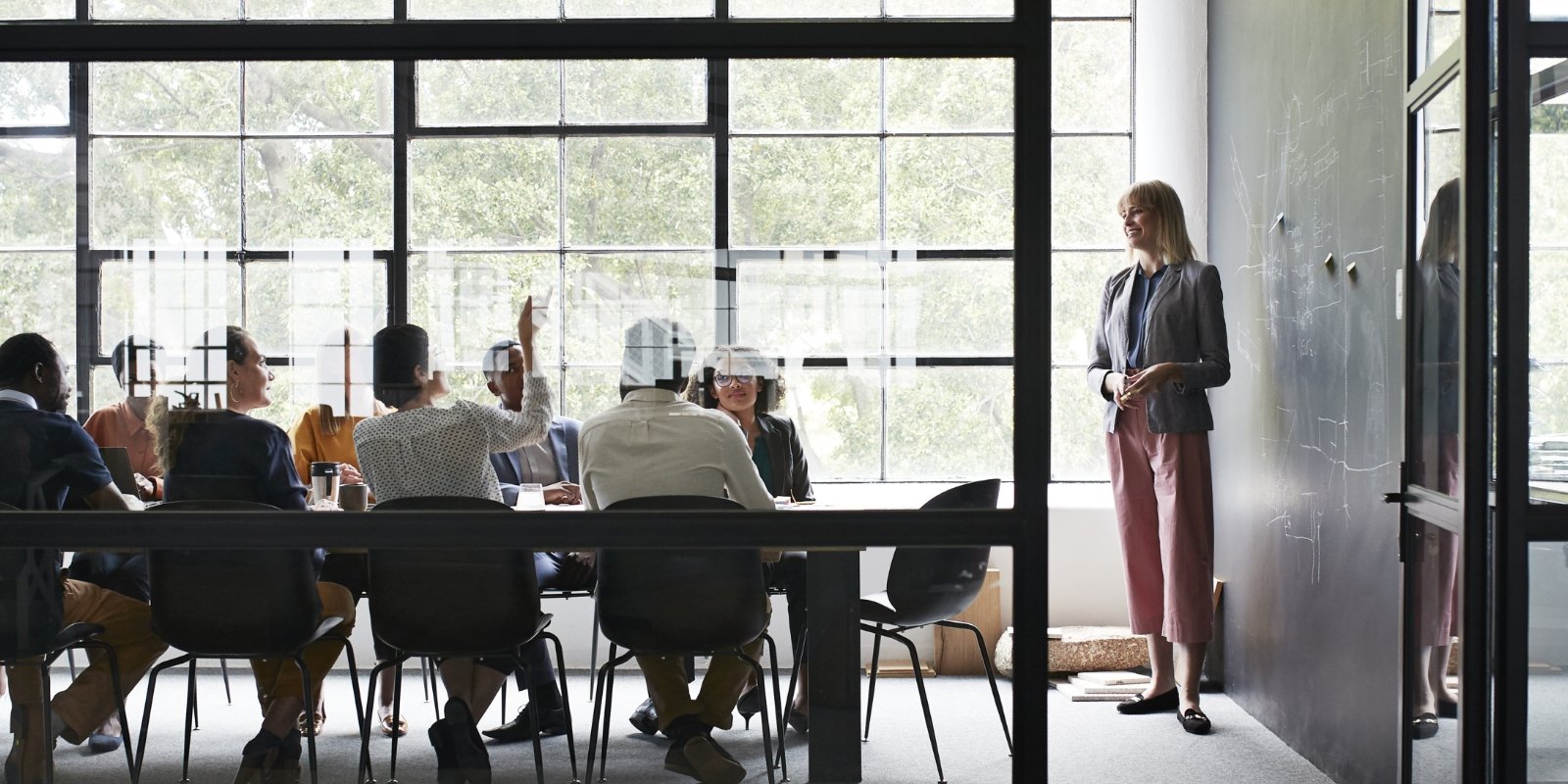 woman leading meeting